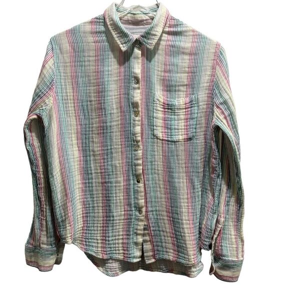 Rails Ellis Iris Gauze Long Sleeve Blouse Stripes Summer Medium - Picture 10 of 12